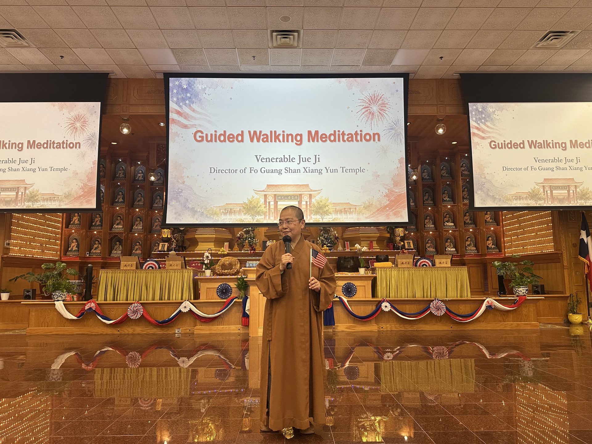 Fo Guang Shan Xiang Yun Temple Celebrates the 250th Anniversary of U.S. Independence Day with Mindfulness Walk